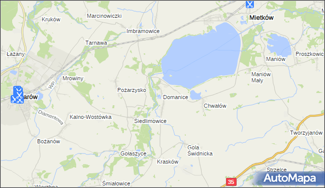 mapa Domanice gmina Mietków, Domanice gmina Mietków na mapie Targeo