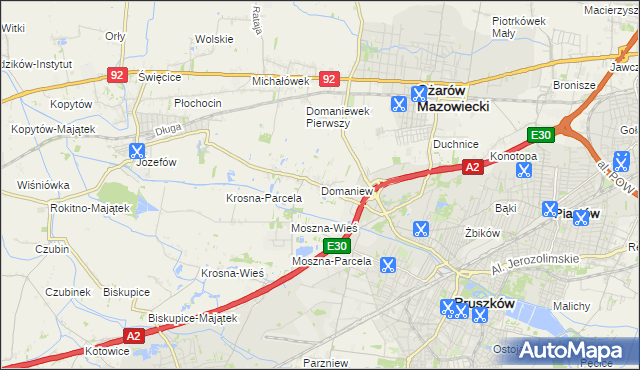 mapa Domaniew gmina Brwinów, Domaniew gmina Brwinów na mapie Targeo