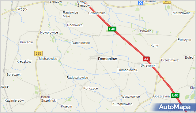 mapa Domaniów powiat oławski, Domaniów powiat oławski na mapie Targeo