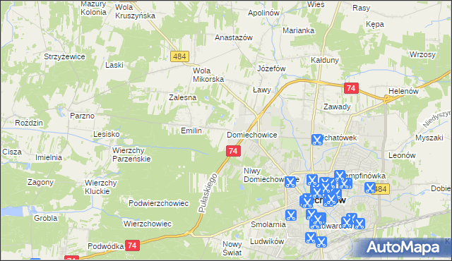 mapa Domiechowice, Domiechowice na mapie Targeo