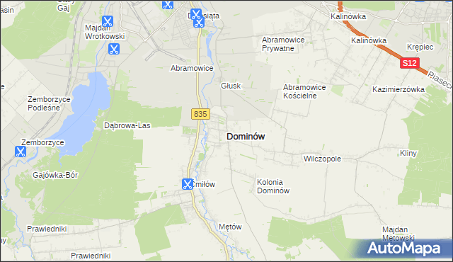 mapa Dominów gmina Głusk, Dominów gmina Głusk na mapie Targeo