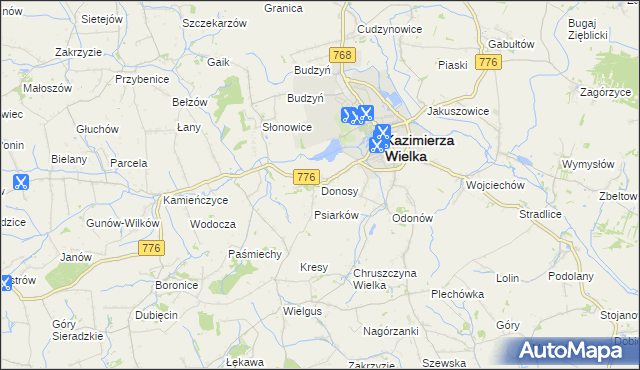 mapa Donosy, Donosy na mapie Targeo
