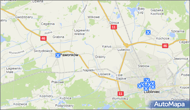 mapa Draliny, Draliny na mapie Targeo