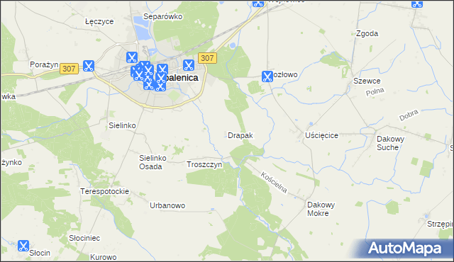 mapa Drapak, Drapak na mapie Targeo