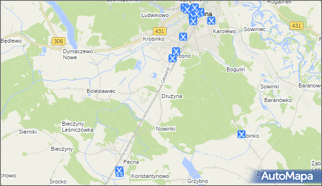 mapa Drużyna, Drużyna na mapie Targeo