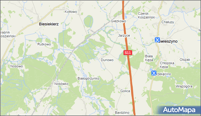 mapa Dunowo, Dunowo na mapie Targeo