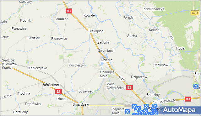 mapa Dzierlin, Dzierlin na mapie Targeo