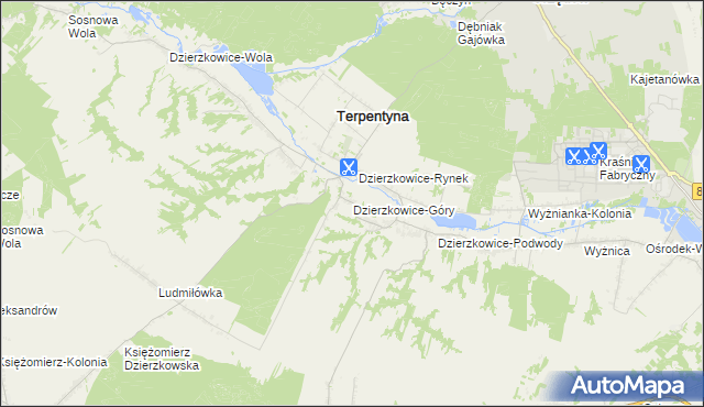 mapa Dzierzkowice-Góry, Dzierzkowice-Góry na mapie Targeo