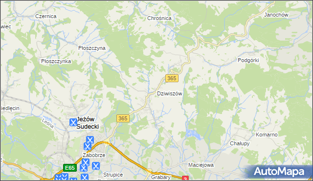 mapa Dziwiszów, Dziwiszów na mapie Targeo