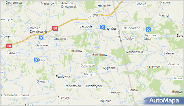 mapa Edwardów gmina Chynów, Edwardów gmina Chynów na mapie Targeo