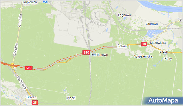 mapa Emilianowo gmina Nowa Wieś Wielka, Emilianowo gmina Nowa Wieś Wielka na mapie Targeo