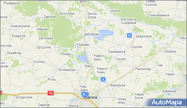 mapa Falęcin Stary, Falęcin Stary na mapie Targeo