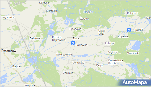 mapa Fałkowice gmina Pokój, Fałkowice gmina Pokój na mapie Targeo