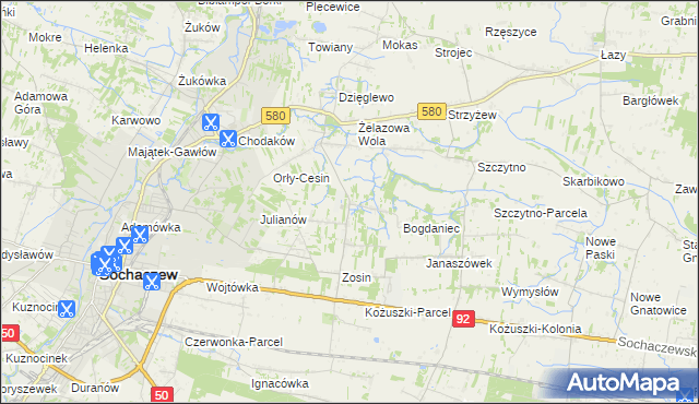 mapa Feliksów gmina Sochaczew, Feliksów gmina Sochaczew na mapie Targeo