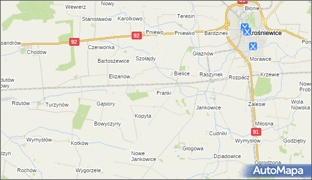 mapa Franki gmina Krośniewice, Franki gmina Krośniewice na mapie Targeo