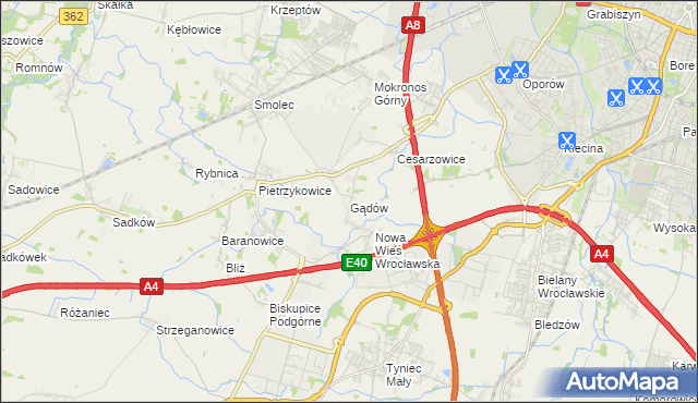 mapa Gądów, Gądów na mapie Targeo