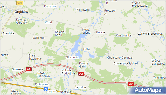mapa Gałki gmina Grębków, Gałki gmina Grębków na mapie Targeo