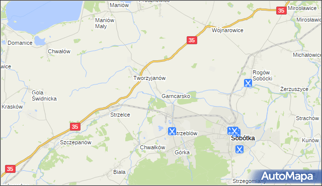 mapa Garncarsko gmina Sobótka, Garncarsko gmina Sobótka na mapie Targeo