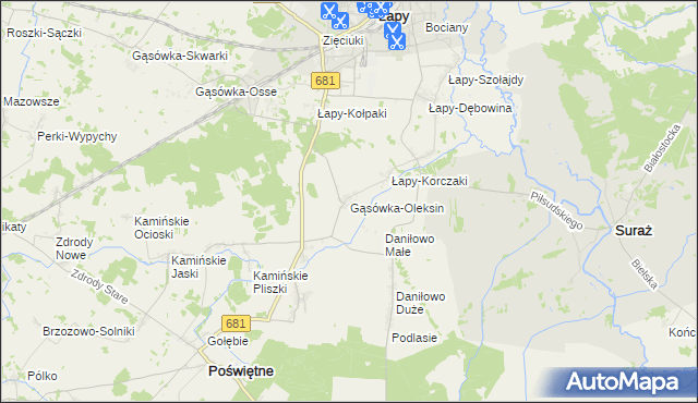 mapa Gąsówka-Oleksin, Gąsówka-Oleksin na mapie Targeo