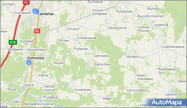 mapa Gertrudów, Gertrudów na mapie Targeo