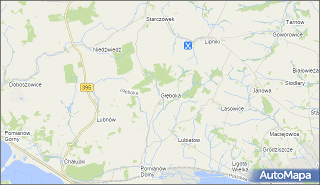 mapa Głęboka gmina Ziębice, Głęboka gmina Ziębice na mapie Targeo