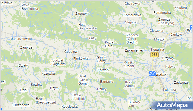 mapa Glinik Górny, Glinik Górny na mapie Targeo