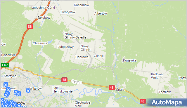 mapa Glinnik gmina Lubochnia, Glinnik gmina Lubochnia na mapie Targeo