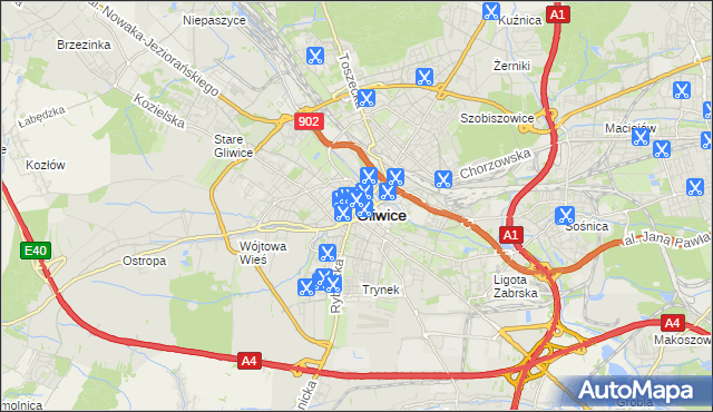 mapa Gliwic, Gliwice na mapie Targeo