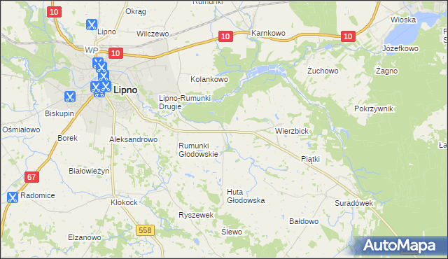 mapa Głodowo gmina Lipno, Głodowo gmina Lipno na mapie Targeo