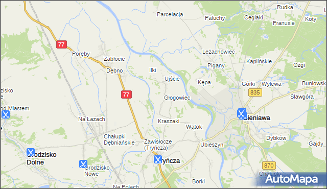 mapa Głogowiec gmina Tryńcza, Głogowiec gmina Tryńcza na mapie Targeo