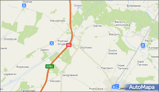mapa Głuchowo gmina Czempiń, Głuchowo gmina Czempiń na mapie Targeo