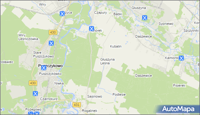 mapa Głuszyna Leśna, Głuszyna Leśna na mapie Targeo