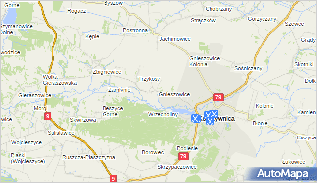 mapa Gnieszowice, Gnieszowice na mapie Targeo