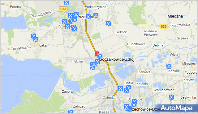 mapa Goczałkowice-Zdrój, Goczałkowice-Zdrój na mapie Targeo