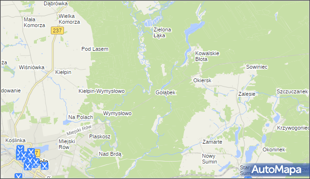 mapa Gołąbek gmina Cekcyn, Gołąbek gmina Cekcyn na mapie Targeo