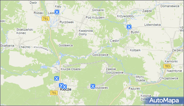 mapa Golczowice gmina Klucze, Golczowice gmina Klucze na mapie Targeo
