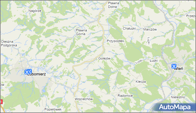 mapa Golejów, Golejów na mapie Targeo