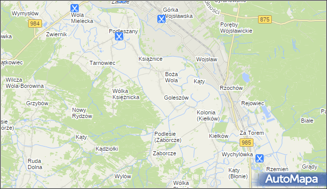 mapa Goleszów gmina Mielec, Goleszów gmina Mielec na mapie Targeo