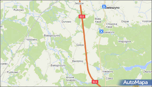 mapa Golica gmina Świeszyno, Golica gmina Świeszyno na mapie Targeo