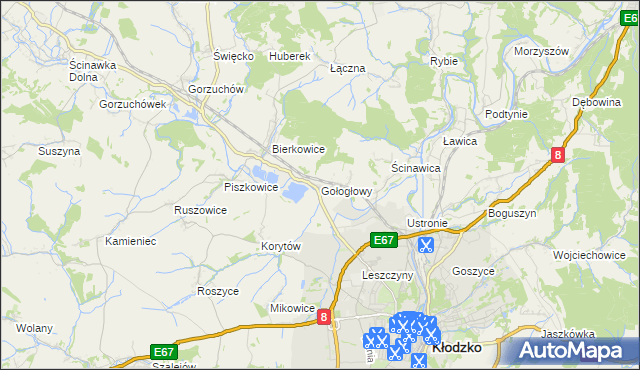 mapa Gołogłowy, Gołogłowy na mapie Targeo