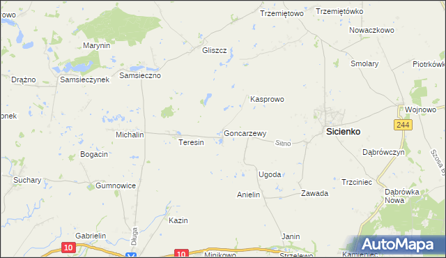 mapa Goncarzewy, Goncarzewy na mapie Targeo