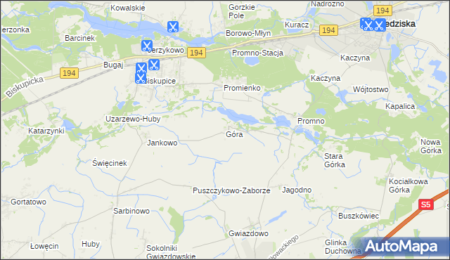 mapa Góra gmina Pobiedziska, Góra gmina Pobiedziska na mapie Targeo