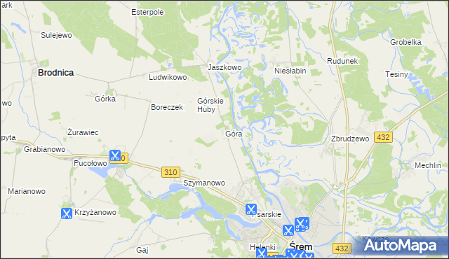 mapa Góra gmina Śrem, Góra gmina Śrem na mapie Targeo