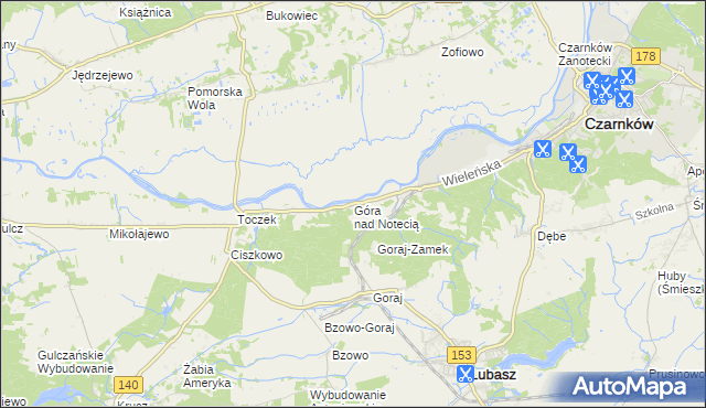 mapa Góra nad Notecią, Góra nad Notecią na mapie Targeo