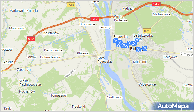 mapa Góra Puławska, Góra Puławska na mapie Targeo