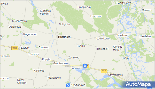 mapa Górka gmina Brodnica, Górka gmina Brodnica na mapie Targeo