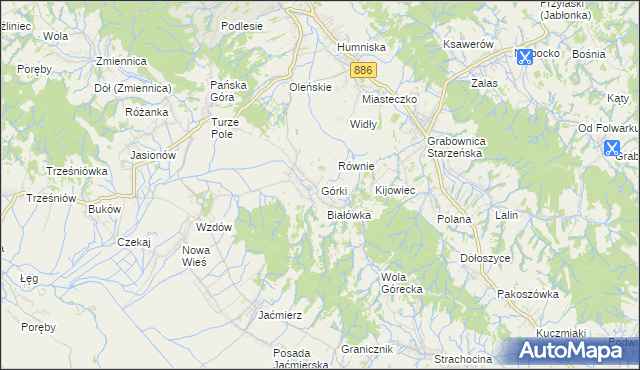 mapa Górki gmina Brzozów, Górki gmina Brzozów na mapie Targeo