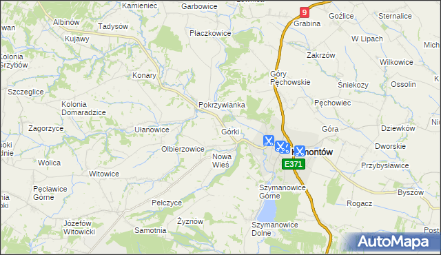 mapa Górki gmina Klimontów, Górki gmina Klimontów na mapie Targeo