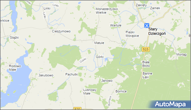 mapa Górki gmina Stary Dzierzgoń, Górki gmina Stary Dzierzgoń na mapie Targeo