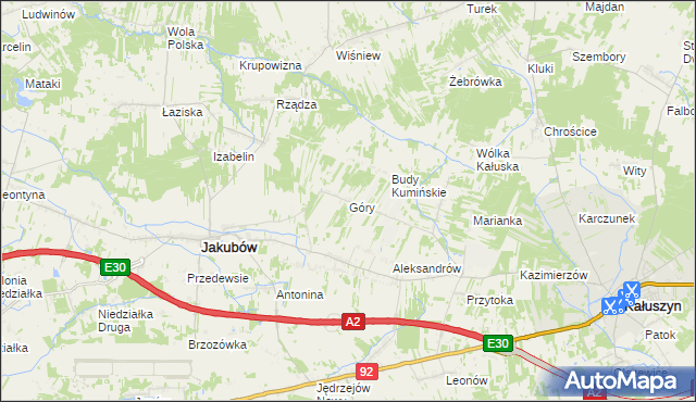 mapa Góry gmina Jakubów, Góry gmina Jakubów na mapie Targeo